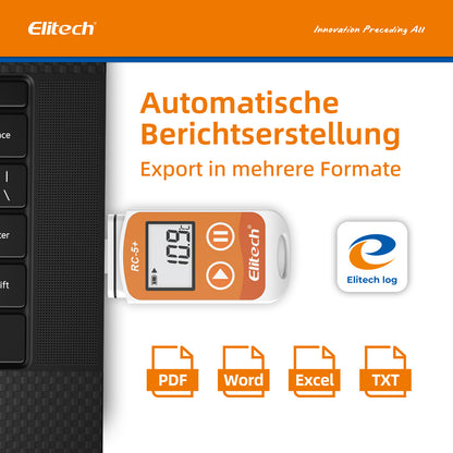 Elitech RC-5+ TE PDF USB-Temperaturdatenlogger mit externer Sonde -40℃~85℃