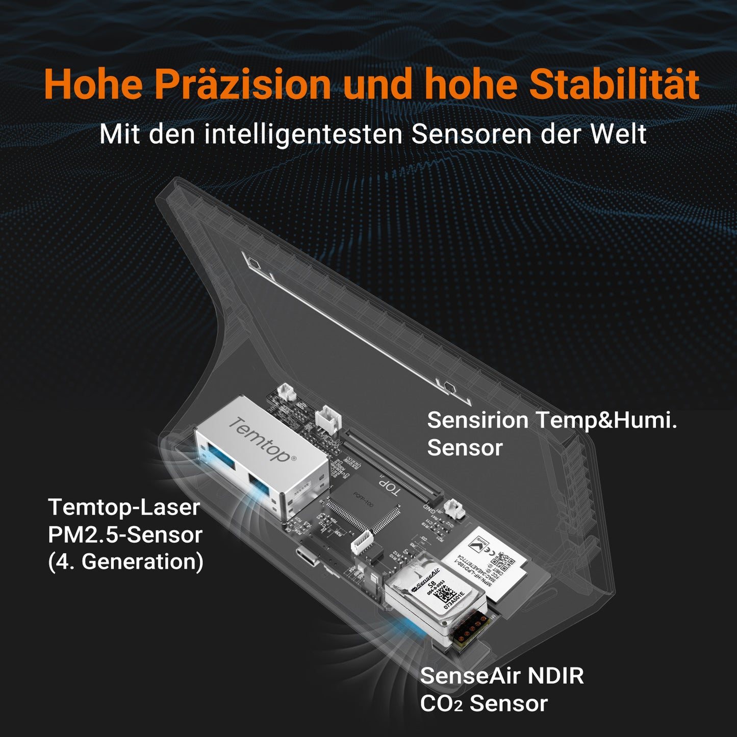 Temtop M100 Luftqualitätsmonitor WiFi Smart Air Station PM2.5 PM10 CO2-Messgerät Temperatur-Feuchtigkeitsdetektor für Zuhause