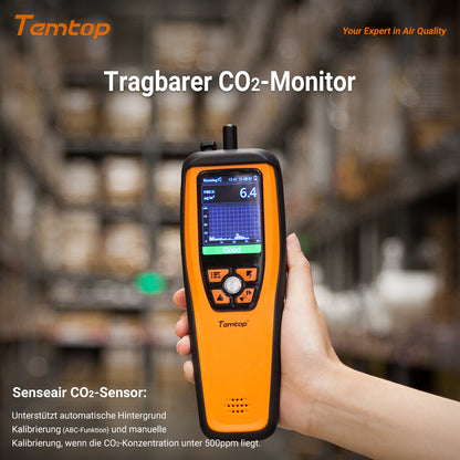 Temtop M2000C 2ND CO2-Luftqualitätsmonitor für den Datenexport von CO2 PM2,5 PM10-Partikeln, Temperatur- und Luftfeuchtigkeitsdetektoren