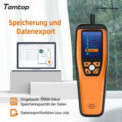 Temtop M2000 2ND CO2-Luftqualitätsmonitor, Luftqualitätsdetektor für PM2,5 PM10 Partikel CO2 HCHO