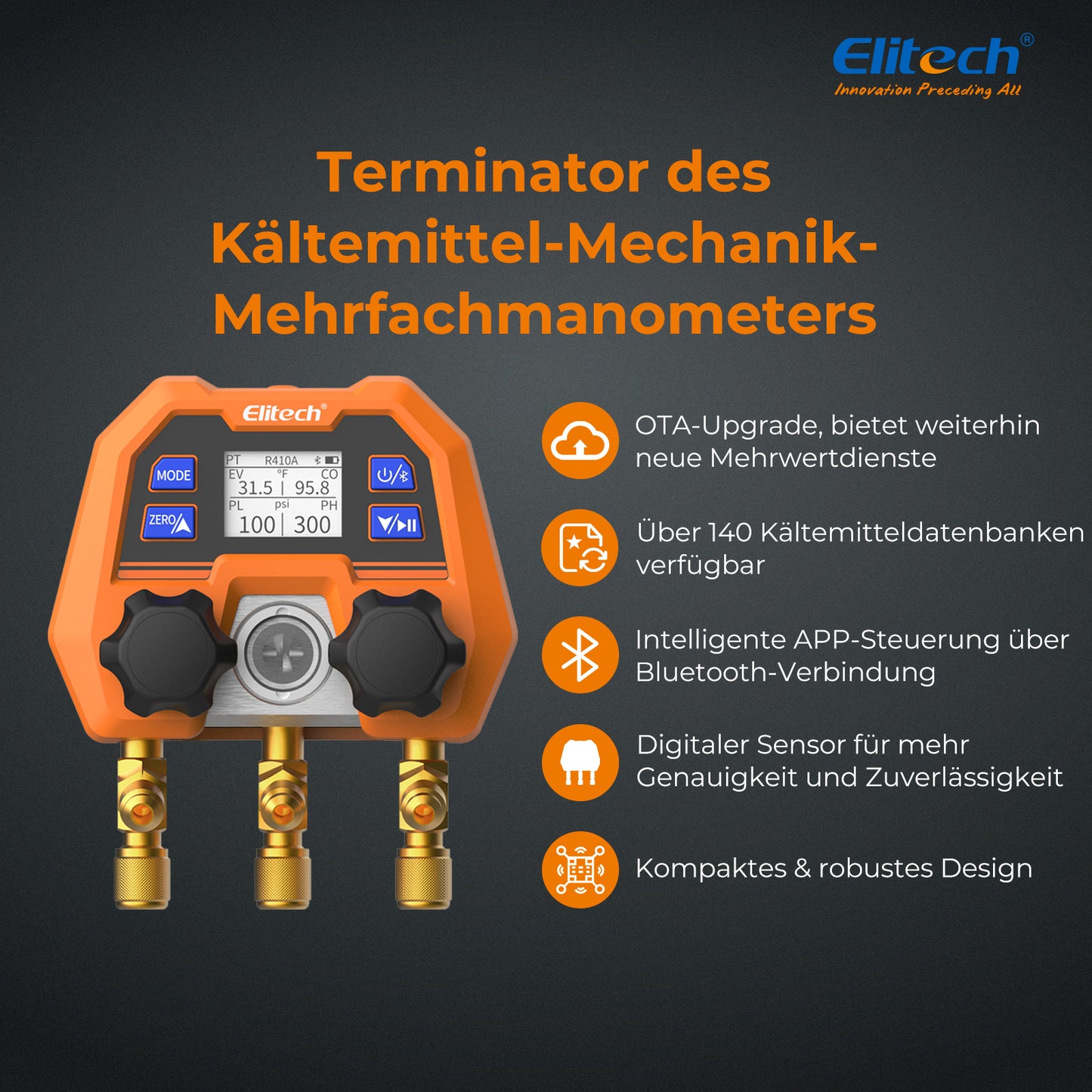 Elitech DMG-4B Digitales Verteilermessgerät, AC-Messgeräte mit App-Steuerung