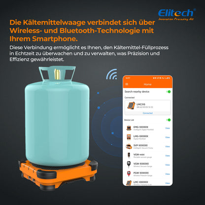 Elitech LMC-310 kabellose Kältemittelwaage, HVAC-Gewichtswaage mit Übergewichtsschutz, 100 kg