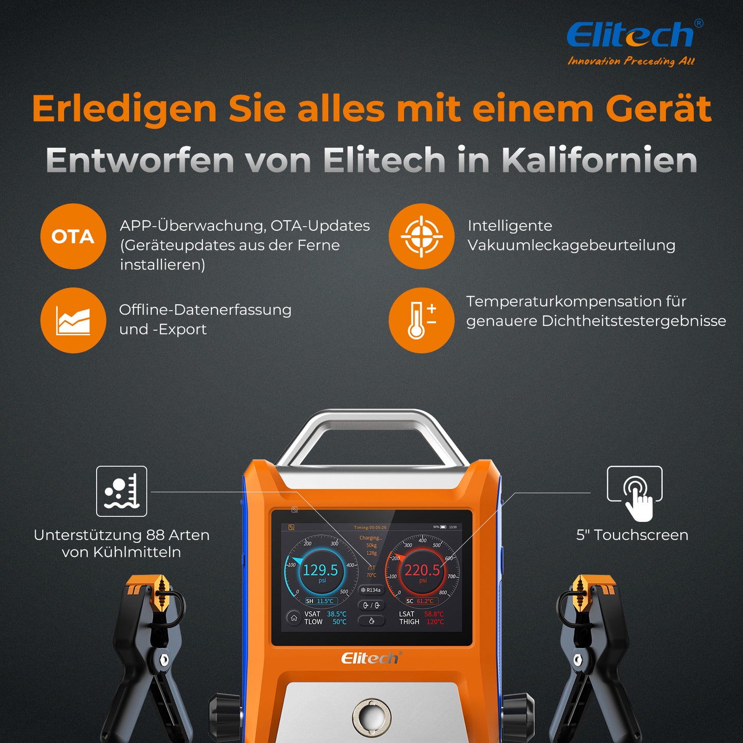 Elitech EMG-20V Intelligenter digitaler Kühlverteiler, 2 Ventile, APP-Steuerung, großer Touchscreen