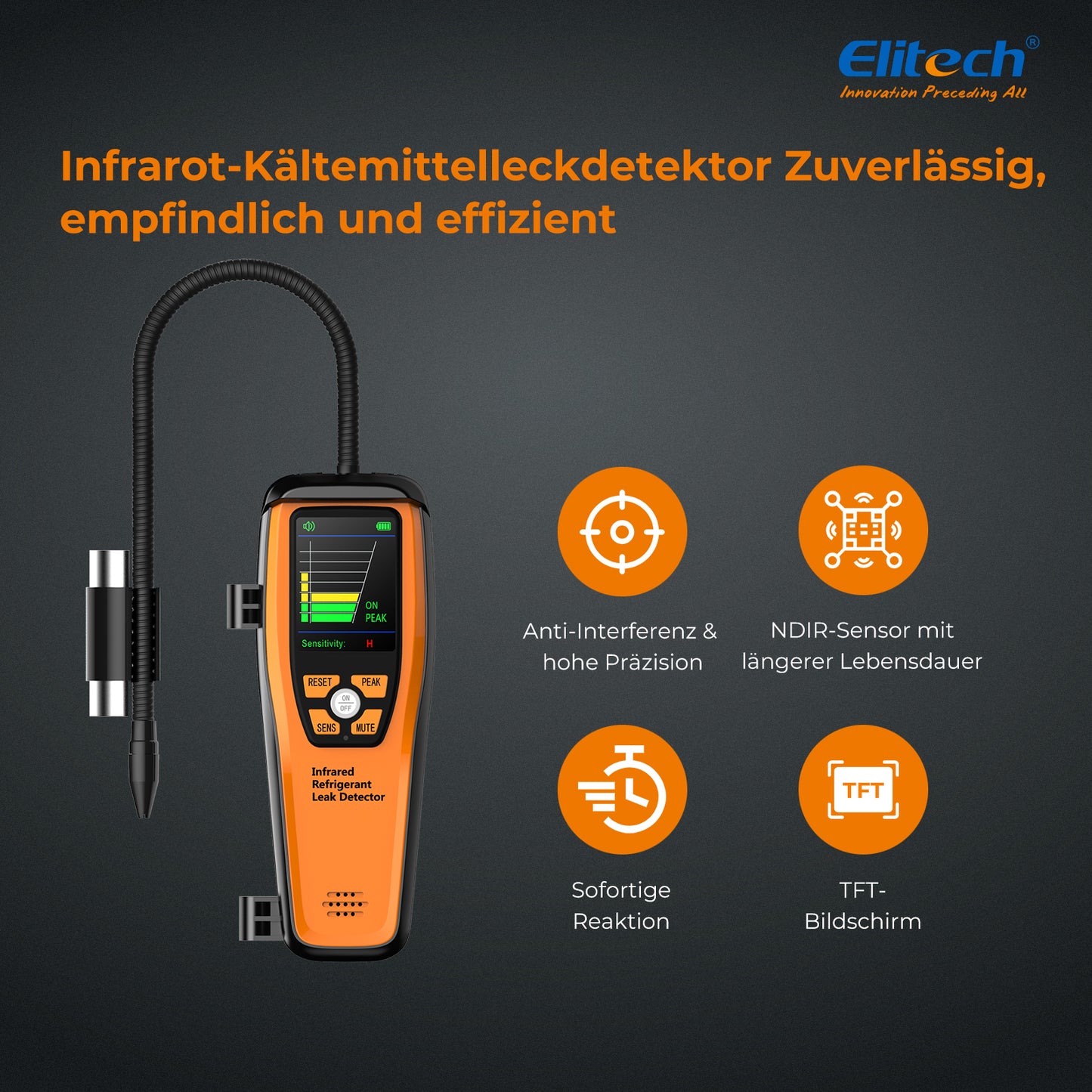 Elitech ILD-200 Infrarotsensor Elektronischer Kältemittel-Leckdetektor HVAC Freon-Leckdetektor