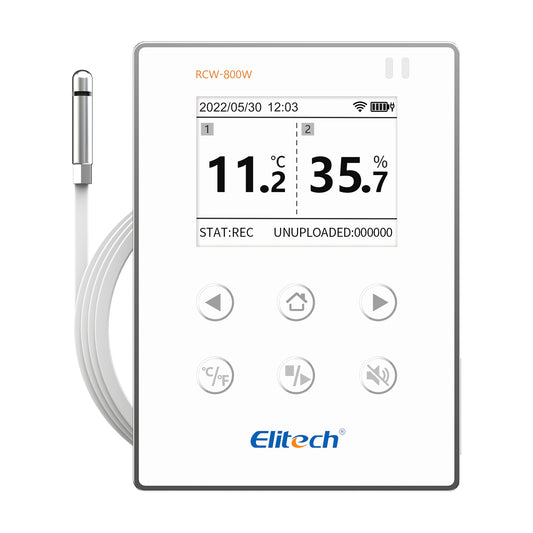 Elitech RCW-800W-THE Kabelloser Datenlogger für Temperatur und Luftfeuchtigkeit, WIFI-Fernrekorder für Kühlschränke