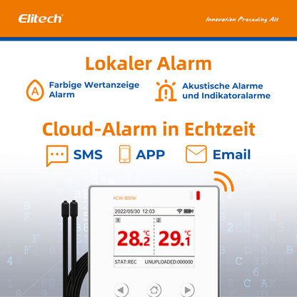 Elitech RCW-800W-TDE Drahtloser Temperatur Datenlogger, WIFI-Ferntemperatur Rekorder für Kühlschrank