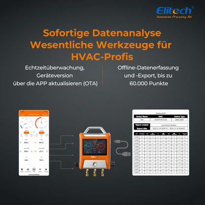 Elitech EMG-20V Intelligenter digitaler Kühlverteiler, 2 Ventile, APP-Steuerung, großer Touchscreen