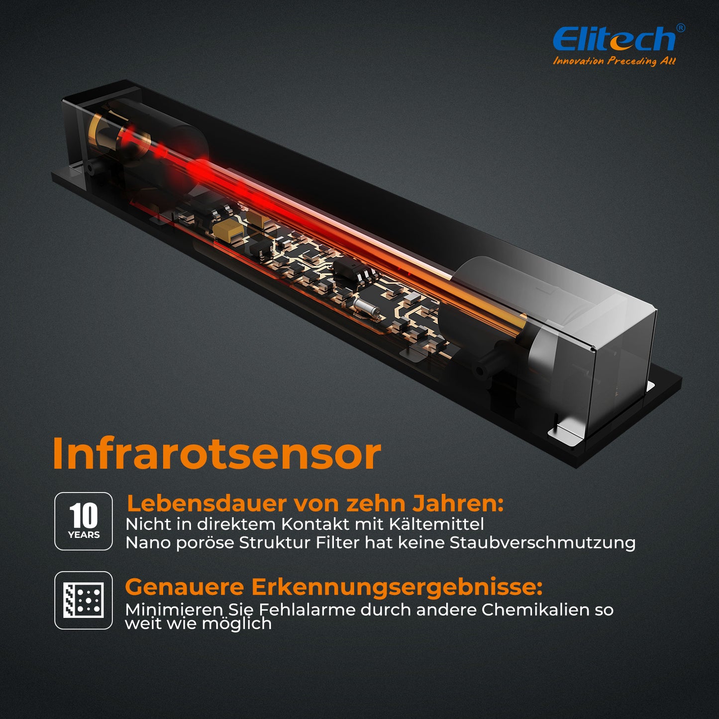 Elitech ILD-300 Elektronischer Kältemittel-Leckdetektor HVAC, Freon-Leckdetektor, Infrarotsensor mit einer Lebensdauer von bis zu 10 Jahren, 4 g/Jahr