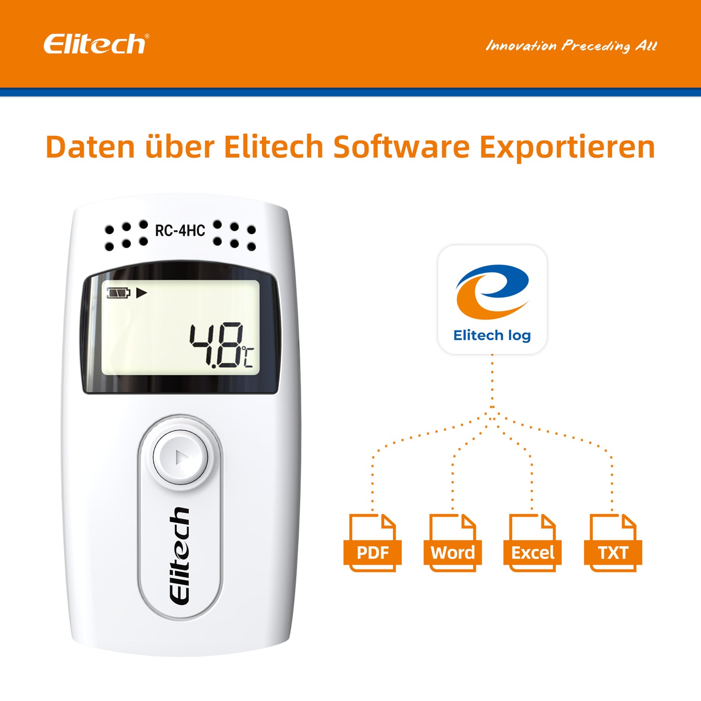 Elitech RC-4HC USB-Datenlogger für Temperatur und Luftfeuchtigkeit