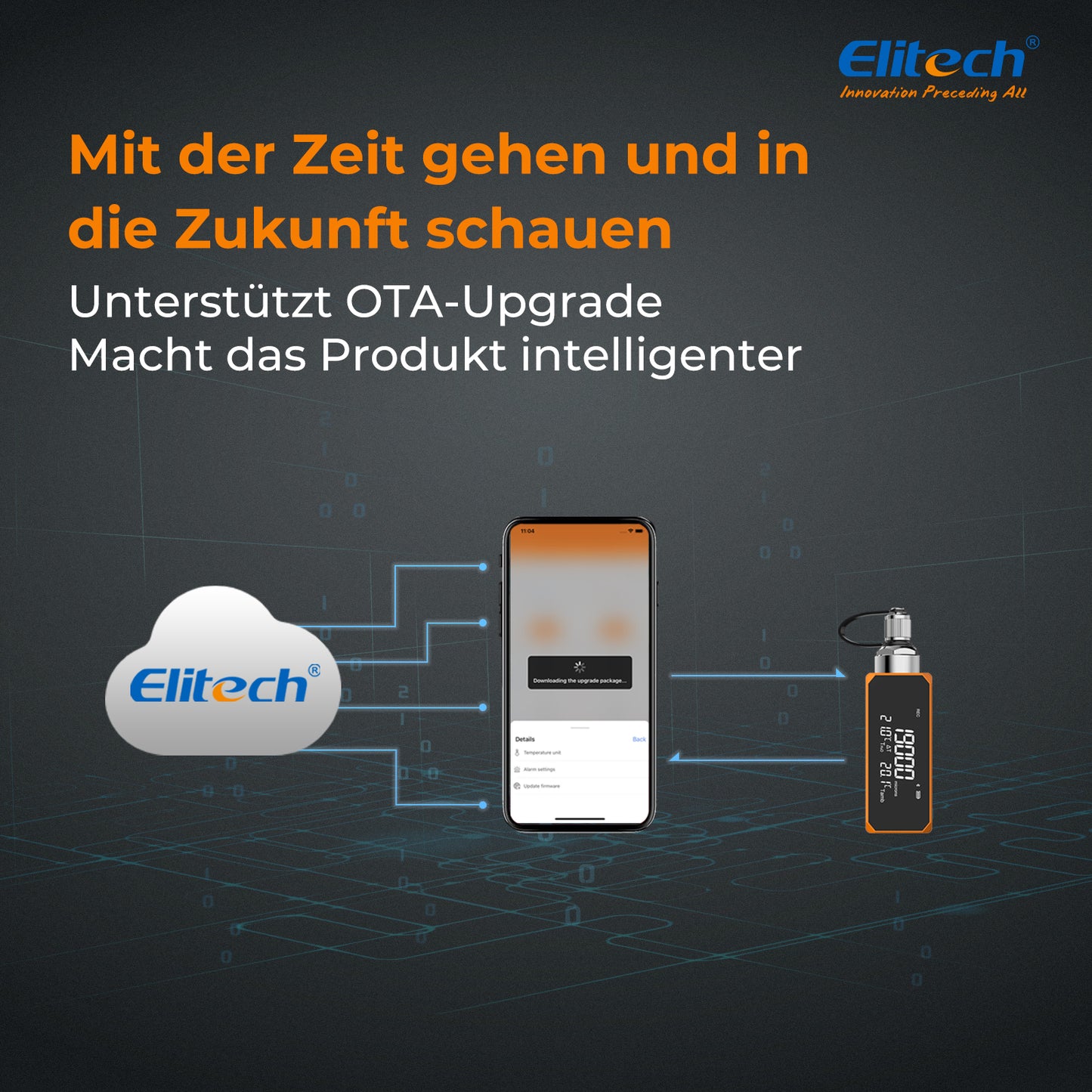 Elitech VGW-mini Drahtloses Mikron-Messgerät HVAC Digitales Vakuummessgerät 1/4 SAE, 0-19000 Mikron