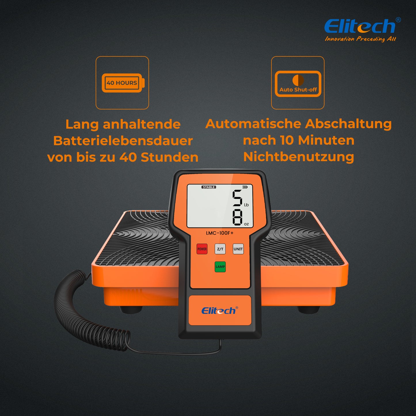 Elitech LMC-100F+ Kältemittelwaage digitale HVAC-Lade-Wiederherstellungs Waage 50 kg Auflösung 2 g