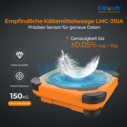 Elitech LMC-310A Drahtlose Kältemittel-HVAC-Digitalwaage für das Befüllen, 150 kg