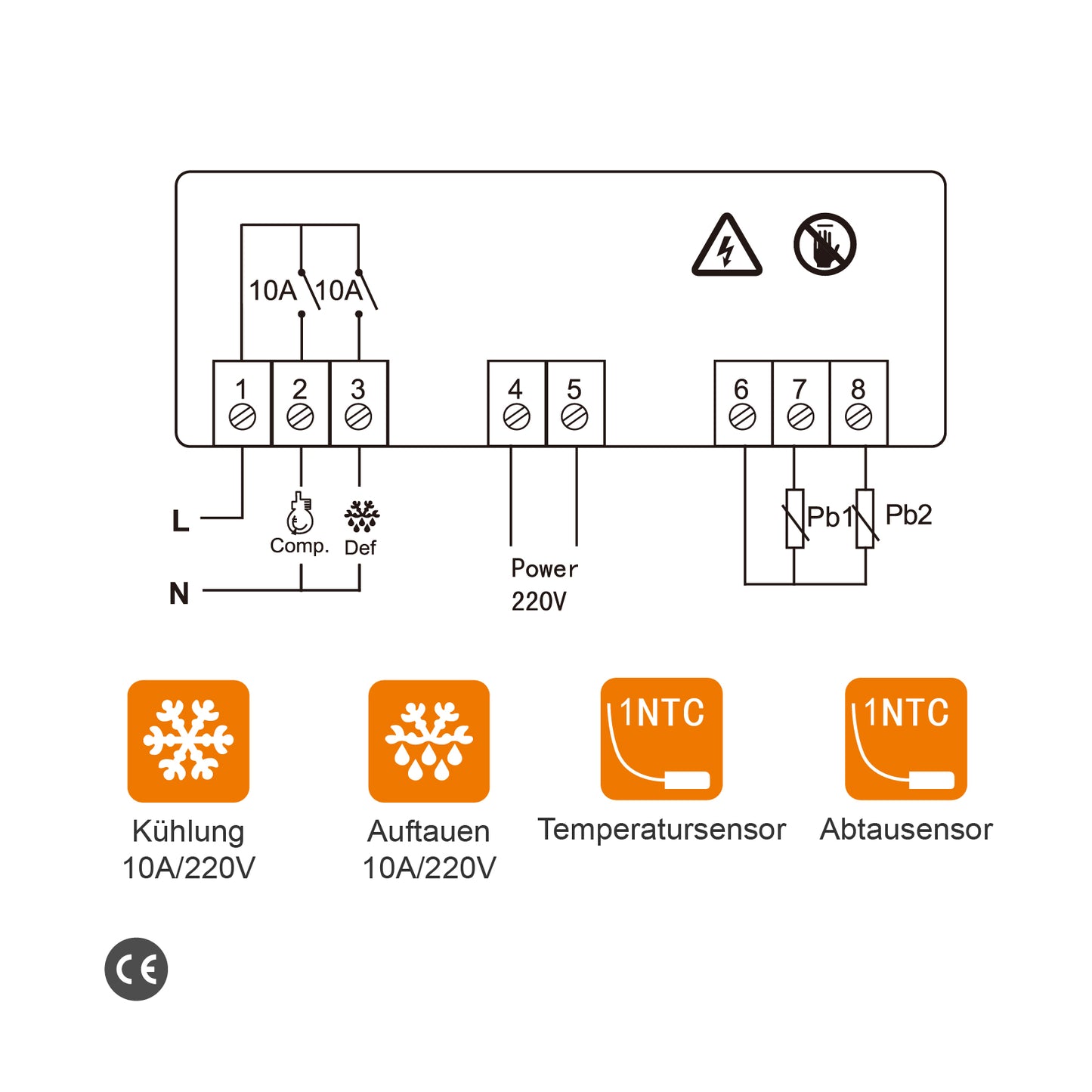 Elitech EK-3021 Zweikanal-Digital-Temperaturregler Kühlsystem mit Abtaufunktion, Touch-Tasten