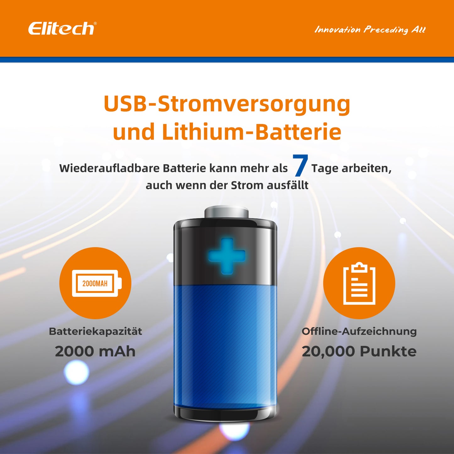 Elitech RCW-800W-TDE Drahtloser Temperatur Datenlogger, WIFI-Ferntemperatur Rekorder für Kühlschrank