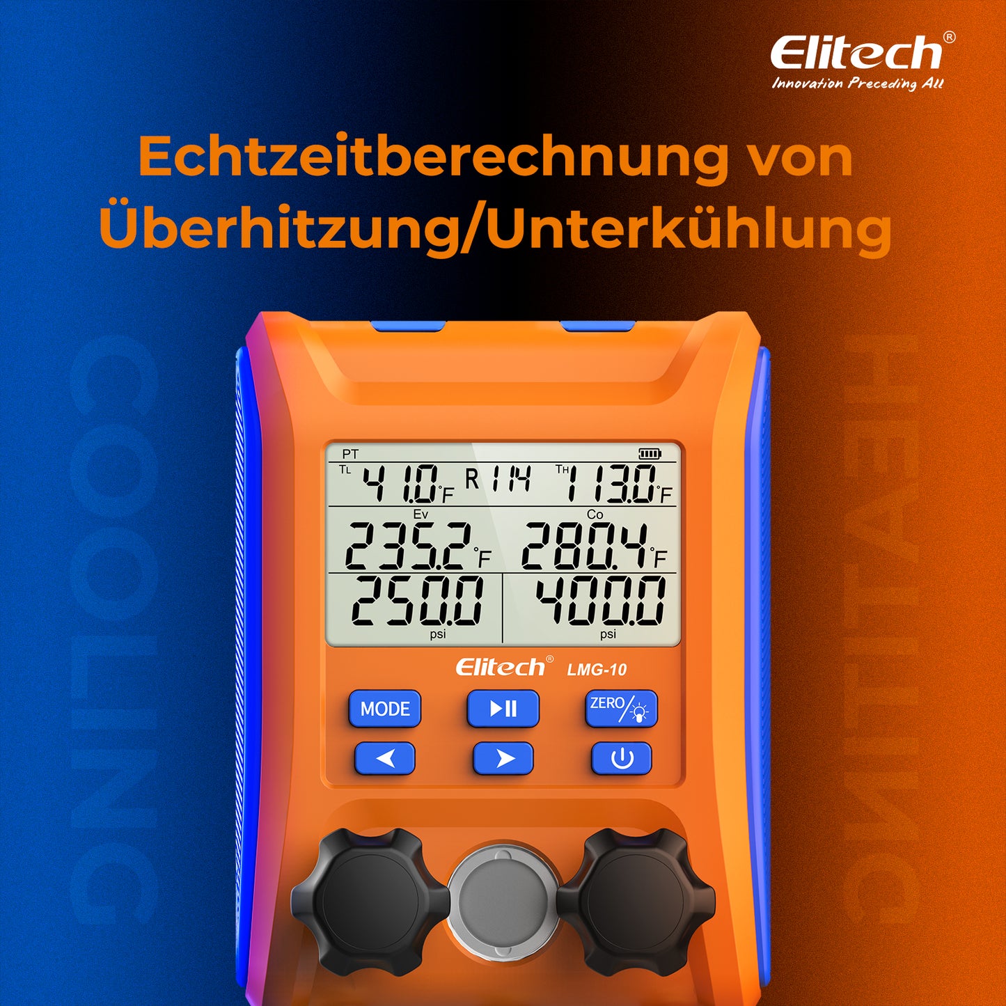 Elitech LMG-10 Kühlung Digital Verteiler Messgerät Set, hochpräzises Druck Temperatur Vakuum Leckage Tester Dignostik Messgerät Set