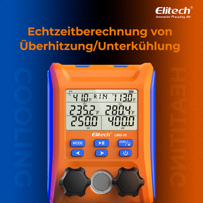 Elitech LMG-10 Kühlung Digital Verteiler Messgerät Set, hochpräzises Druck Temperatur Vakuum Leckage Tester Dignostik Messgerät Set