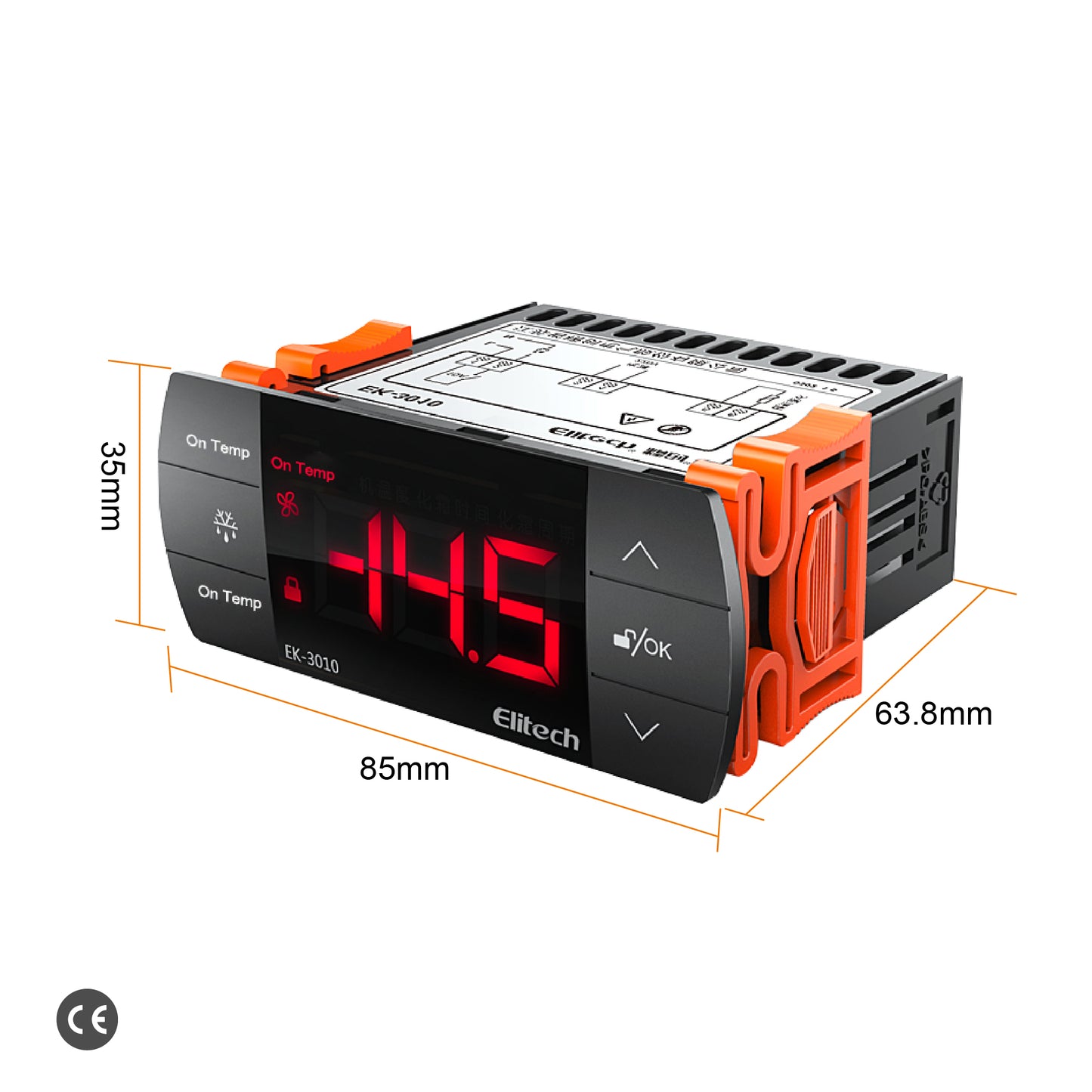 Elitech EK-3010 Digitaler Temperaturregler, Einwege-Steuerausgang für Heiz- oder Kühlmodus, Berührungstasten