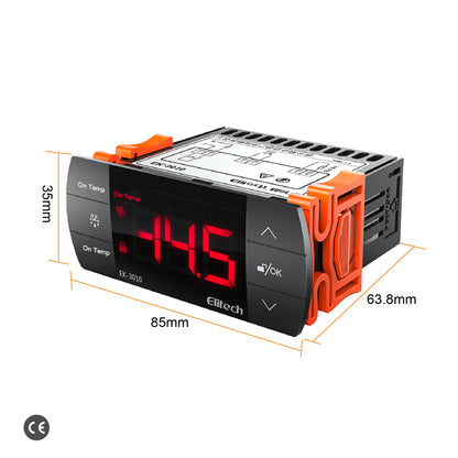 Elitech EK-3010 Digitaler Temperaturregler, Einwege-Steuerausgang für Heiz- oder Kühlmodus, Berührungstasten