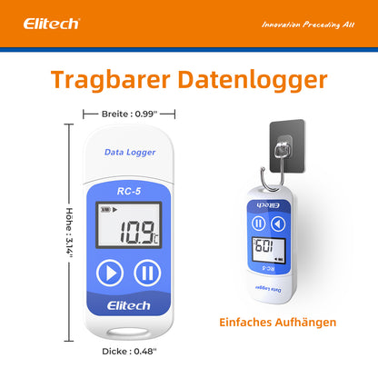 Elitech RC-5 Temperatur Datenlogger, USB-Datenrekorder, 32000 Punkte