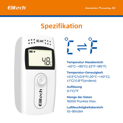 Elitech RC-4HC USB-Datenlogger für Temperatur und Luftfeuchtigkeit