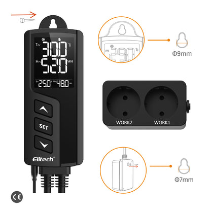 Elitech STC-1000Pro TH EU Vorverdrahteter Temperatur- und Luftfeuchtigkeitsregler