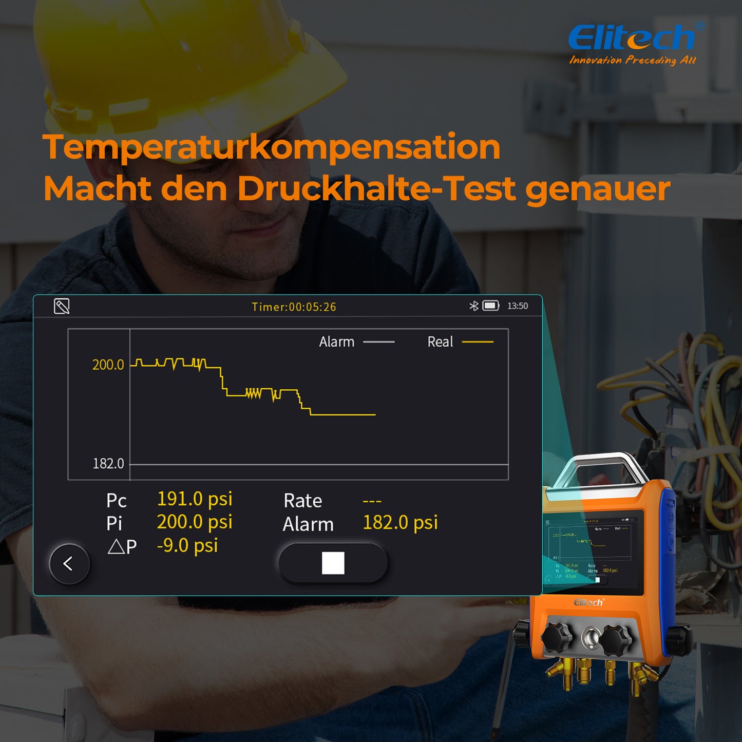 Elitech EMG-40V Intelligenter digitaler Kühlverteiler mit 4 Ventilen und 5-Zoll-Smart-Touchscreen