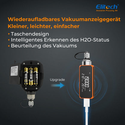 Elitech VGW-mini Drahtloses Mikron-Messgerät HVAC Digitales Vakuummessgerät 1/4 SAE, 0-19000 Mikron