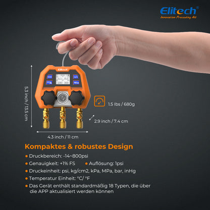 Elitech DMG-4B Digitales Verteilermessgerät, AC-Messgeräte mit App-Steuerung