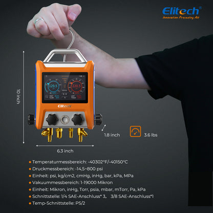 Elitech EMG-40V Intelligenter digitaler Kühlverteiler mit 4 Ventilen und 5-Zoll-Smart-Touchscreen