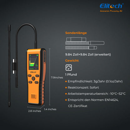 Elitech IR-200 2-in-1-Infrarot- und Heizdioden-Kältemittel-Lecksucher, hochempfindlicher Halogen-Lecksucher mit zwei Sensoren