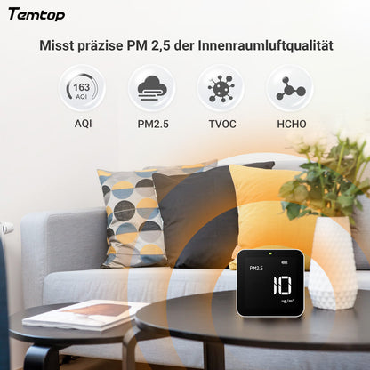 Temtop M10 Luftqualitätsmonitor für PM2,5 HCHO TVOC AQI