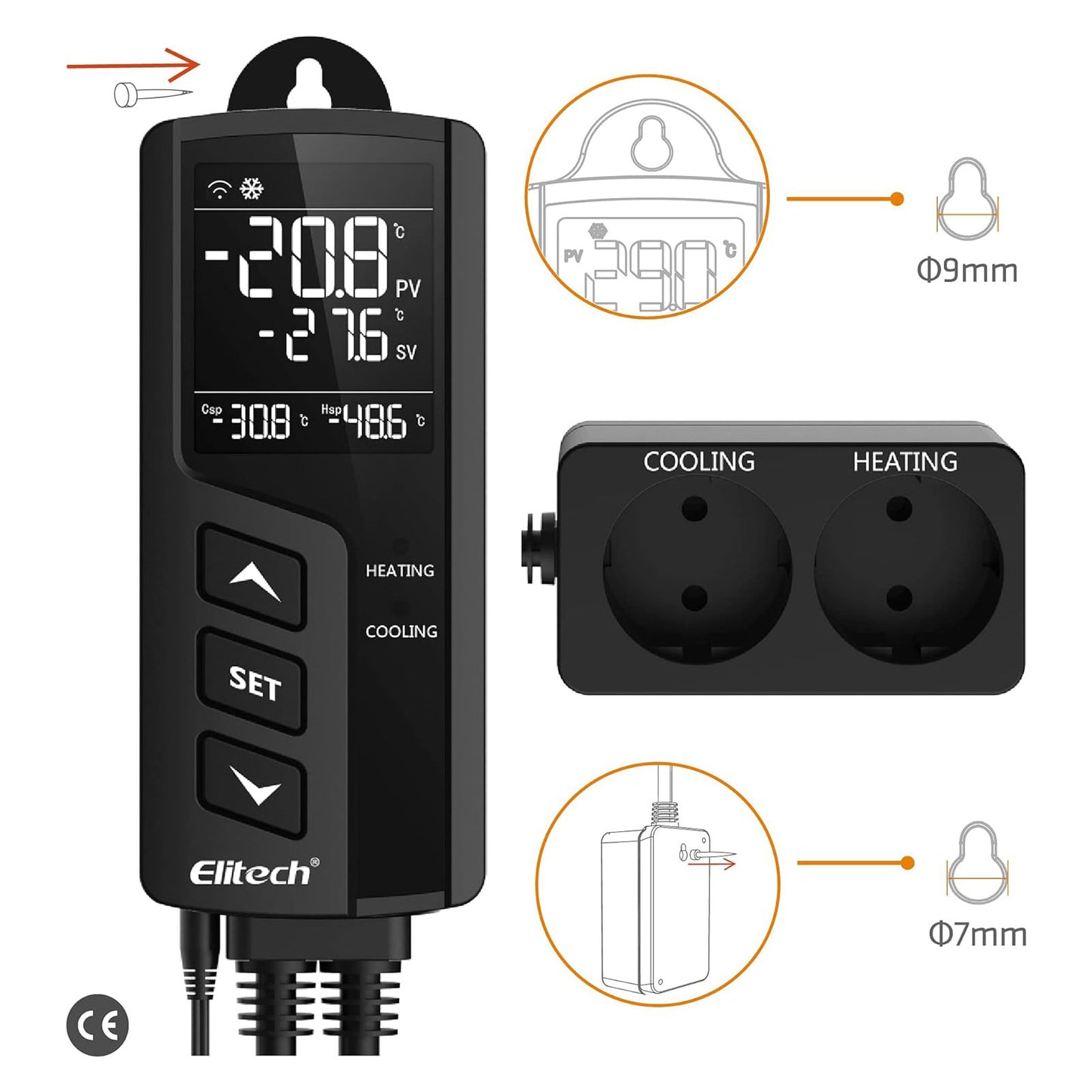 Elitech STC-1000WiFi EU Drahtloser vorverdrahteter Temperaturregler-Thermostat