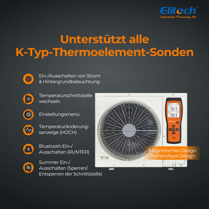 Elitech ICT-220 Dual Thermocouple Thermometer – Hochpräzisions-K-Typ-Temperatursensor mit App