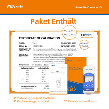 Elitech RC-5 Temperatur Datenlogger, USB-Datenrekorder, 32000 Punkte