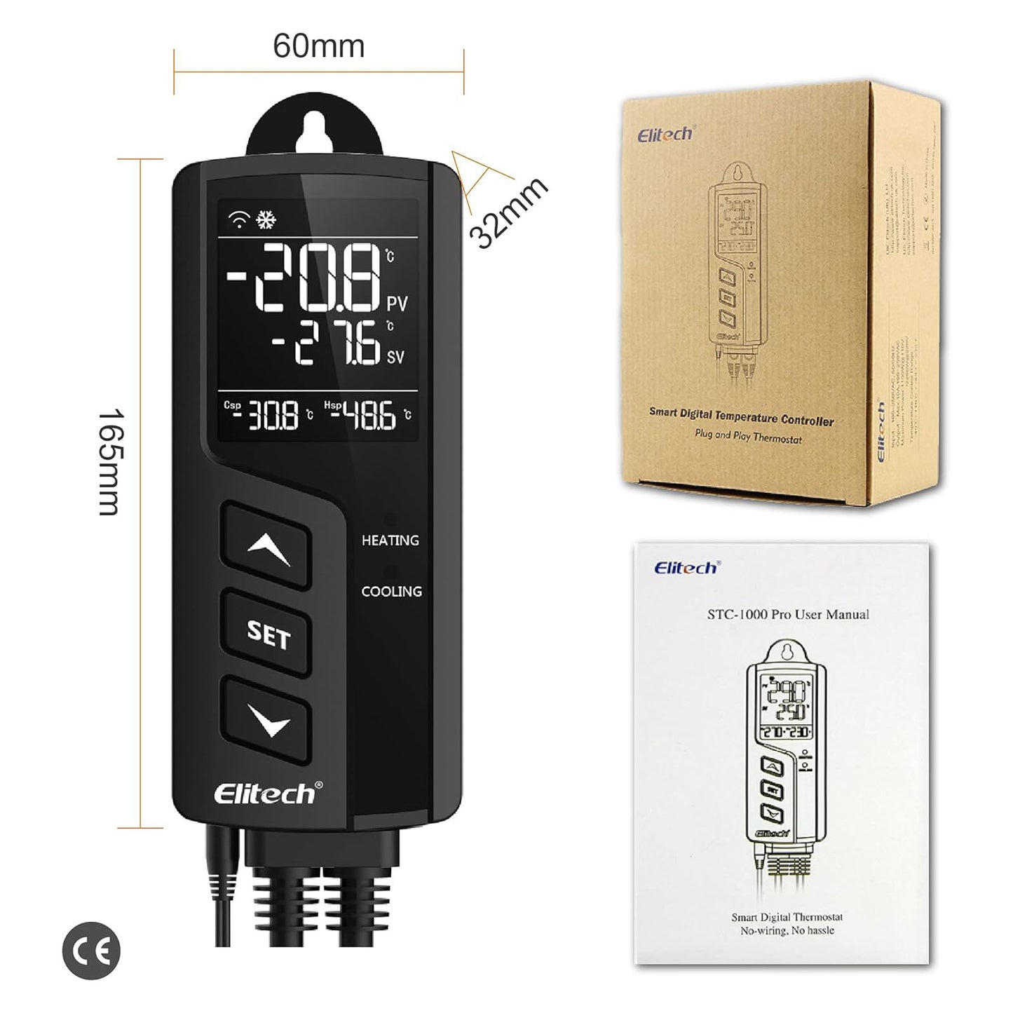 Elitech STC-1000WiFi EU Drahtloser vorverdrahteter Temperaturregler-Thermostat