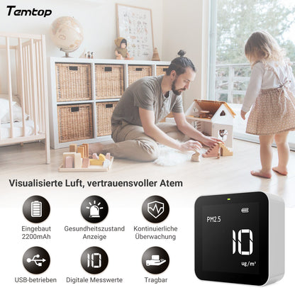 Temtop M10 Luftqualitätsmonitor für PM2,5 HCHO TVOC AQI