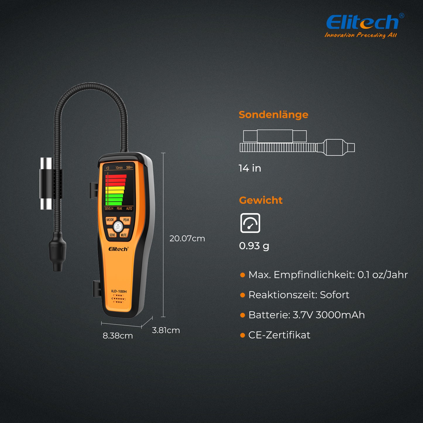 Elitech ILD-100H Tragbarer Heizdiode-Kältemittel-Lecksucher