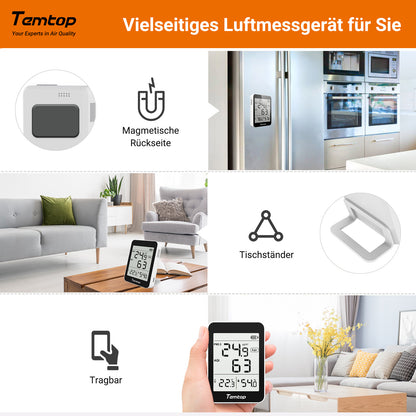 Temtop S1-up Innen Luftqualität Messgerät, Temperatur und Luftfeuchtigkeit, AQI PM2.5-Monitor