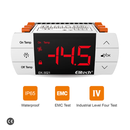 Elitech EK-3021 Zweikanal-Digital-Temperaturregler Kühlsystem mit Abtaufunktion, Touch-Tasten