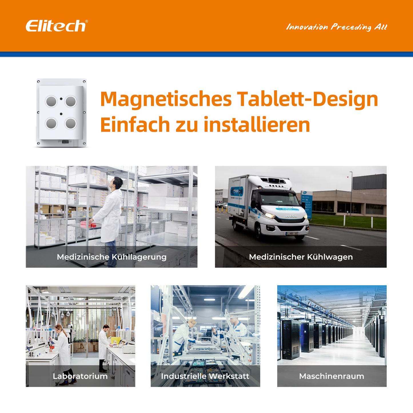 Elitech RCW-800W-TDE Drahtloser Temperatur Datenlogger, WIFI-Ferntemperatur Rekorder für Kühlschrank