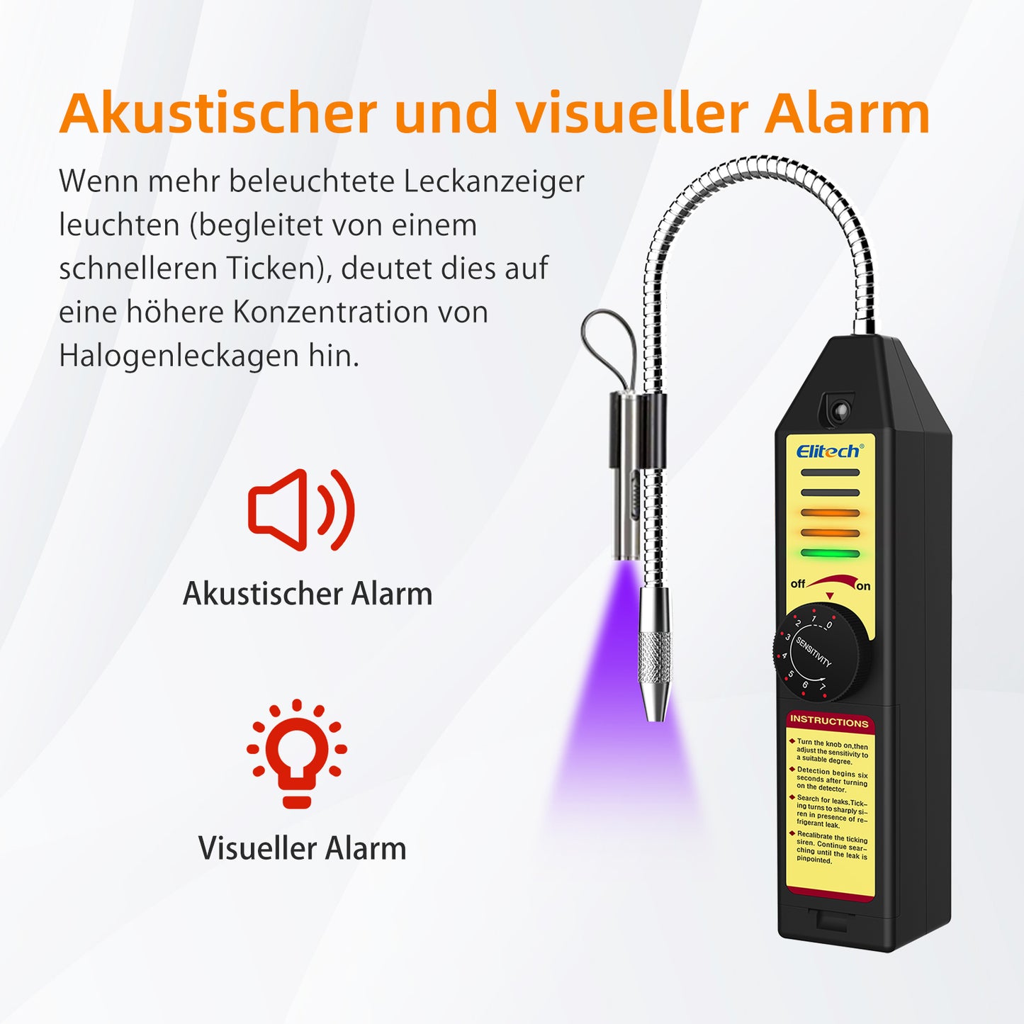 Elitech WJL-6000SUV Kältemittel-Leckdetektor mit UV-LED Corona-Sensor AC-Halogengas-Leckerkennung