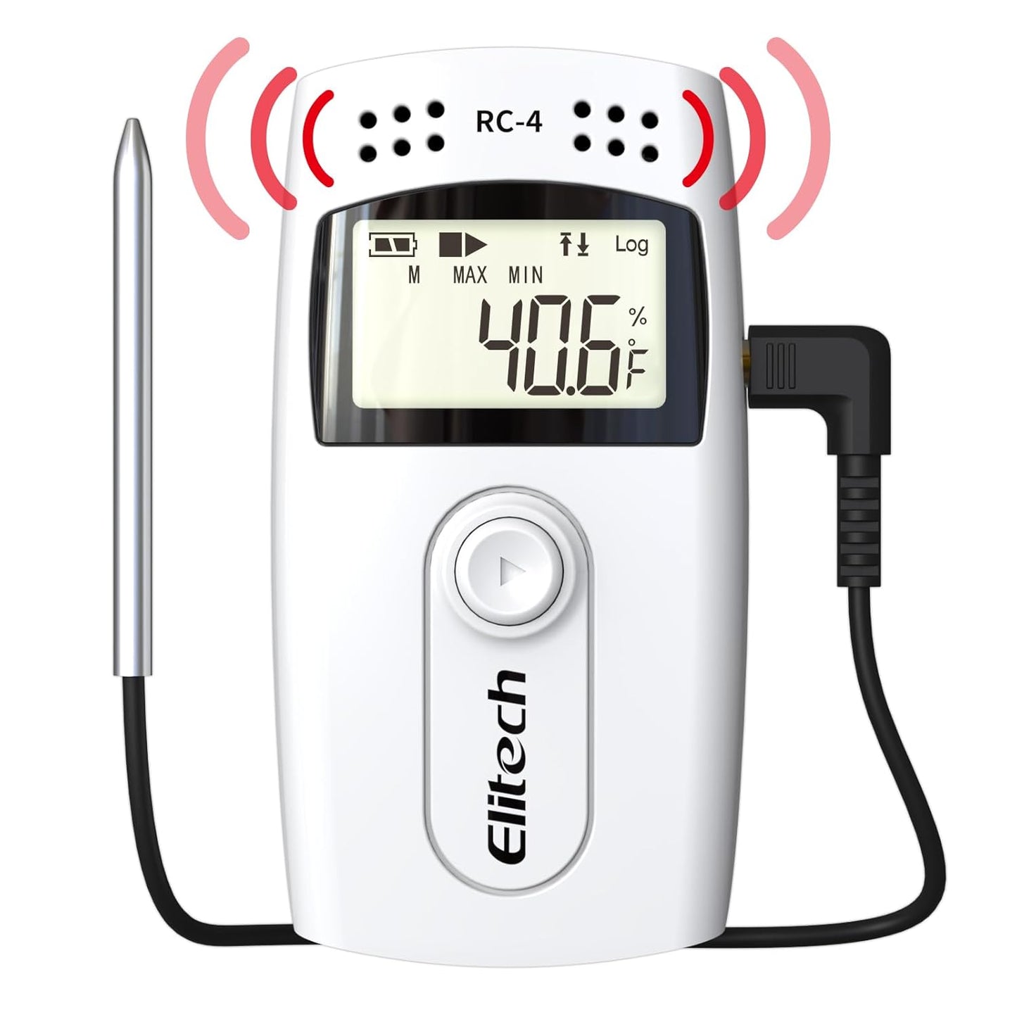 Elitech RC-4 Temperaturdatenlogger, USB-Recorder mit Doppelsensoren, LCD-Display, Summeralarm