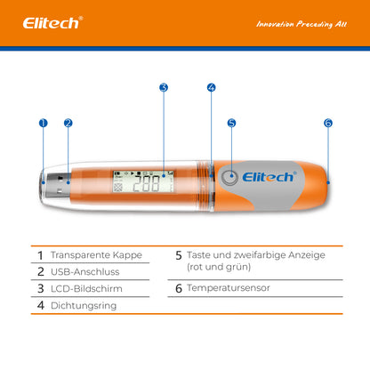 Elitech RC-51 USB-PDF-Temperaturdatenlogger-Recorder-Tester, 32000 Aufzeichnungen