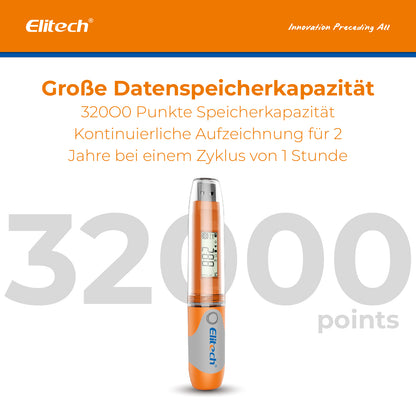 Elitech RC-51H USB-Datenlogger für Temperatur und Luftfeuchtigkeit, 32.000 Aufzeichnungen, PDF-Bericht, zertifizierte Kalibrierung