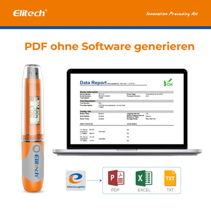 Elitech RC-51H USB-Datenlogger für Temperatur und Luftfeuchtigkeit, 32.000 Aufzeichnungen, PDF-Bericht, zertifizierte Kalibrierung